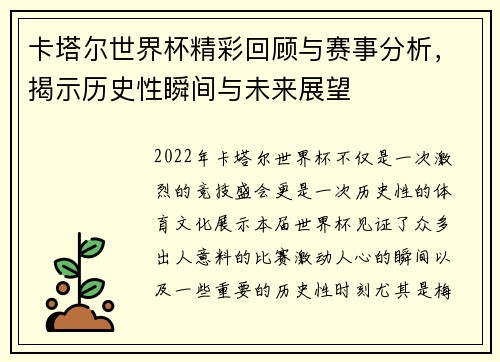 卡塔尔世界杯精彩回顾与赛事分析，揭示历史性瞬间与未来展望